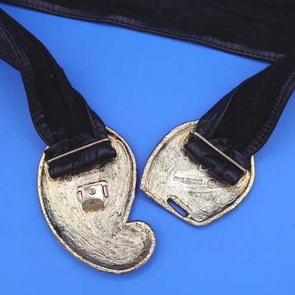 Leather Shop Gold Tone Paisley Wide Fashion Belt Buckle Set Women Vintage - Picture 5 of 9